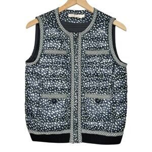 Tory Burch Macy Quilted Down Puffer Vest Navy Speckled Ethereal Soft size 4